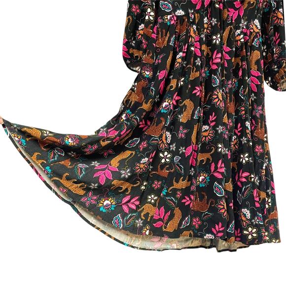 TORRID Twist Front Babydoll Dress Leopard Floral Botanical Print Size 00 (M/10) - Picture 7 of 10